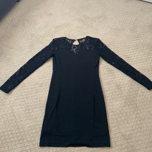 Bobi Los Angeles Black Mini Dress with lace detail